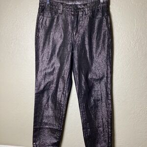 Old Navy High Rise OG Straight Jeans, Black Metallic, SZ 8, Secret Smooth Pocket